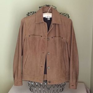 Talbots Vintage Brown Leather Jacket Petite Small